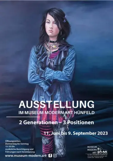 Werbeplakat Museum Modern Art für die Ausstellung 2 Generationen - 3 Positionen